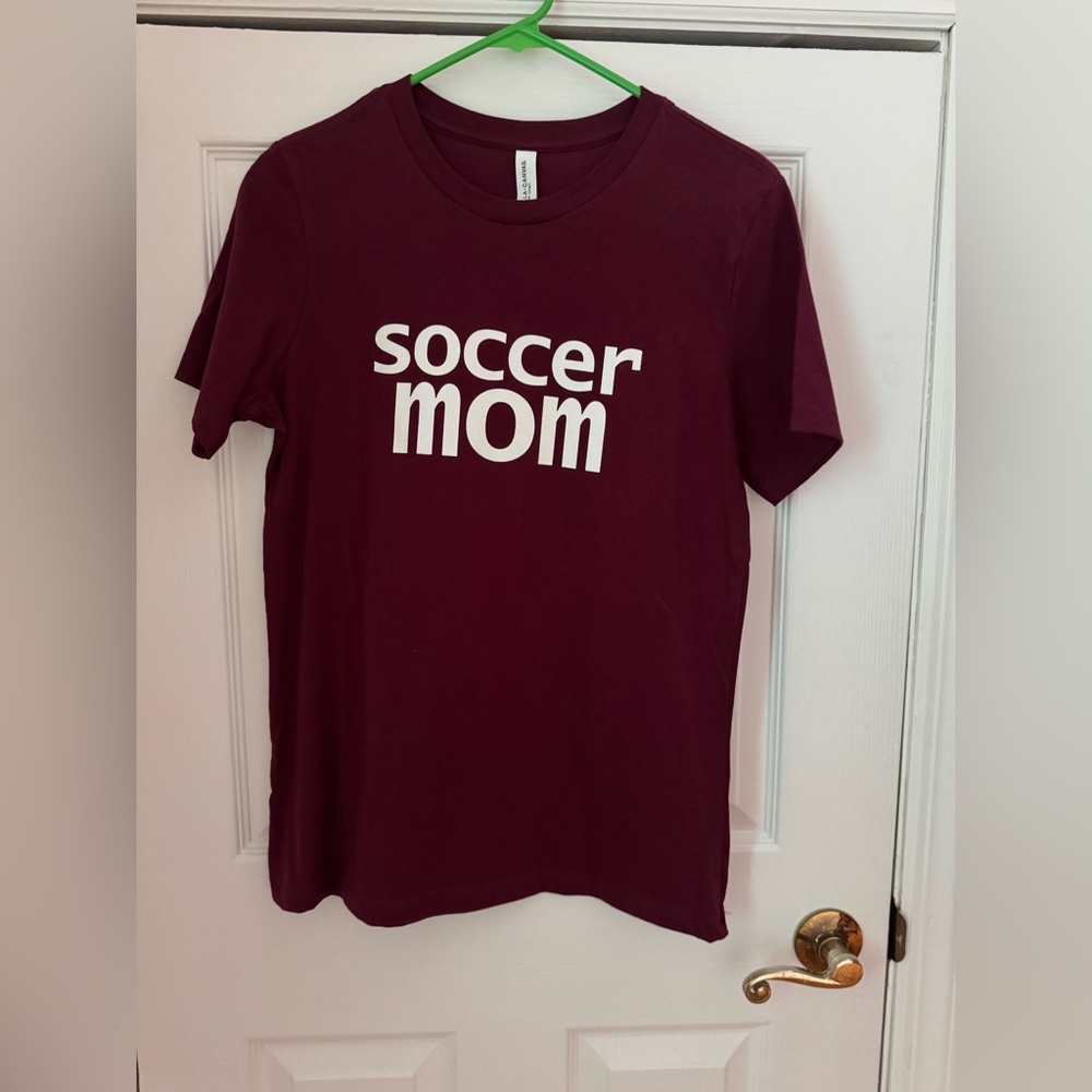 NWOT Bella Canvas Tee - Maroon Soccer Mom